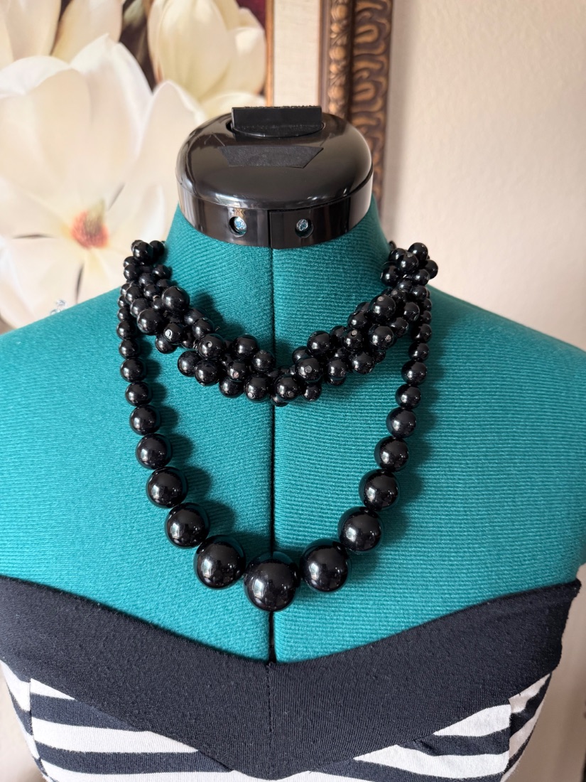 Chunky Black Beaded Statement Necklace