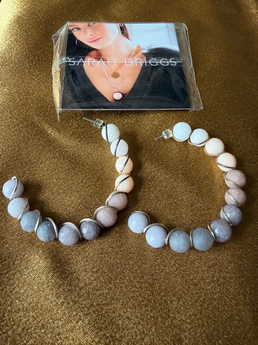 Sarah Briggs Ombré Stone Bead Hoop Earrings – Brand New