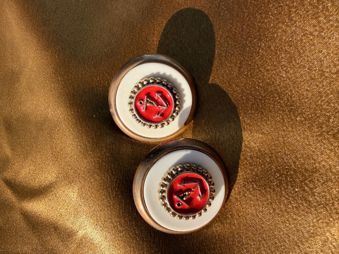 Vintage Nautical Anchor Button Clip-On Earrings